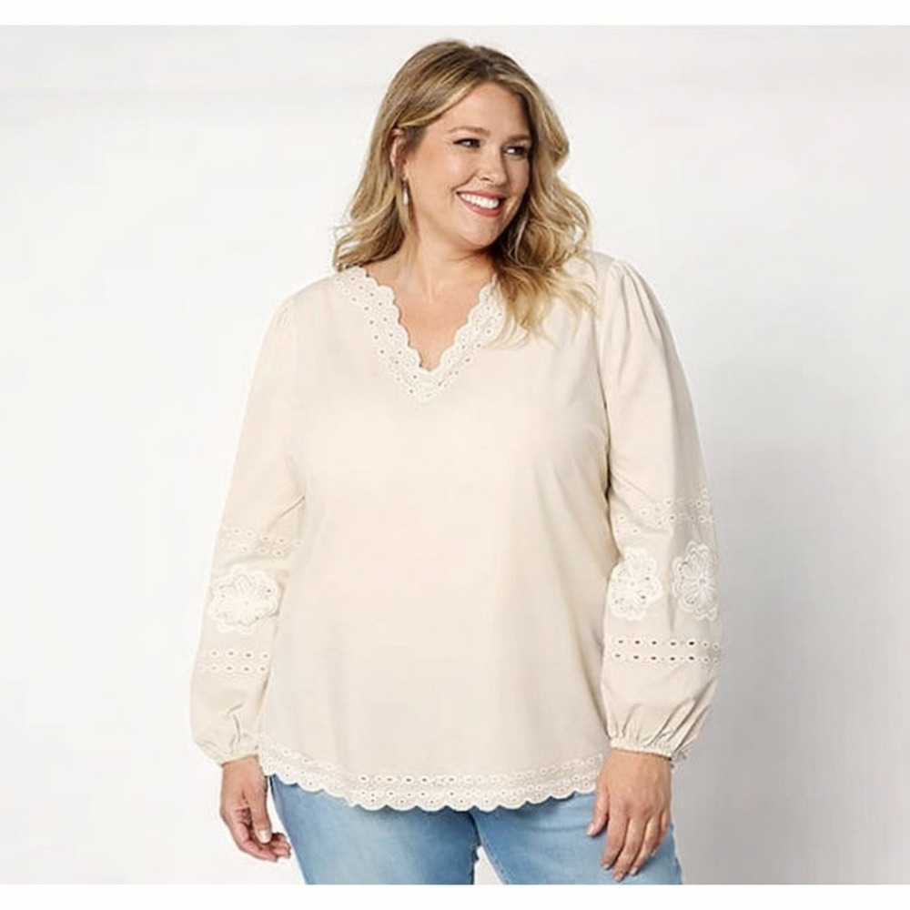 Bellisima Kim Gravel Daisy Days Of Summer Boutique Top Eyelet Plus Size 4X - Picture 1 of 16